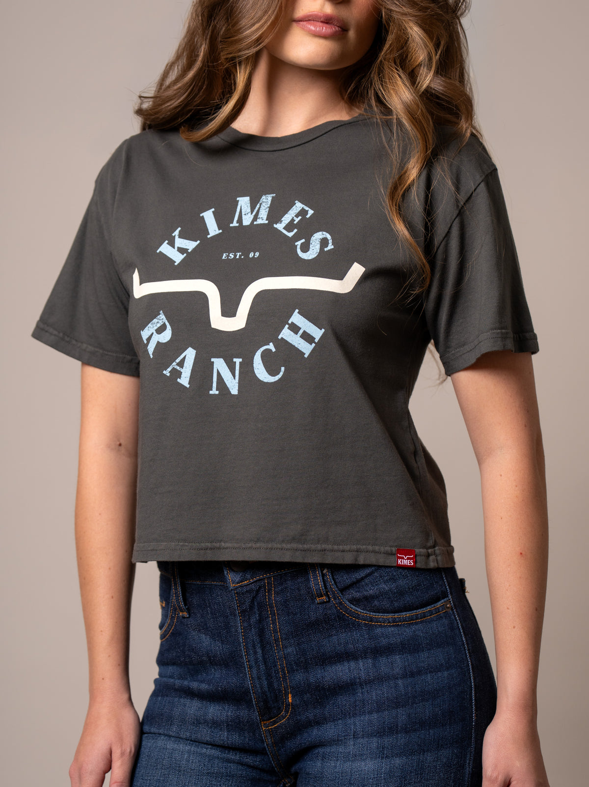 Kimes Ranch Uncomplicated shirt in Pepper with a front graphic featuring the Kimes Ranch logo and text