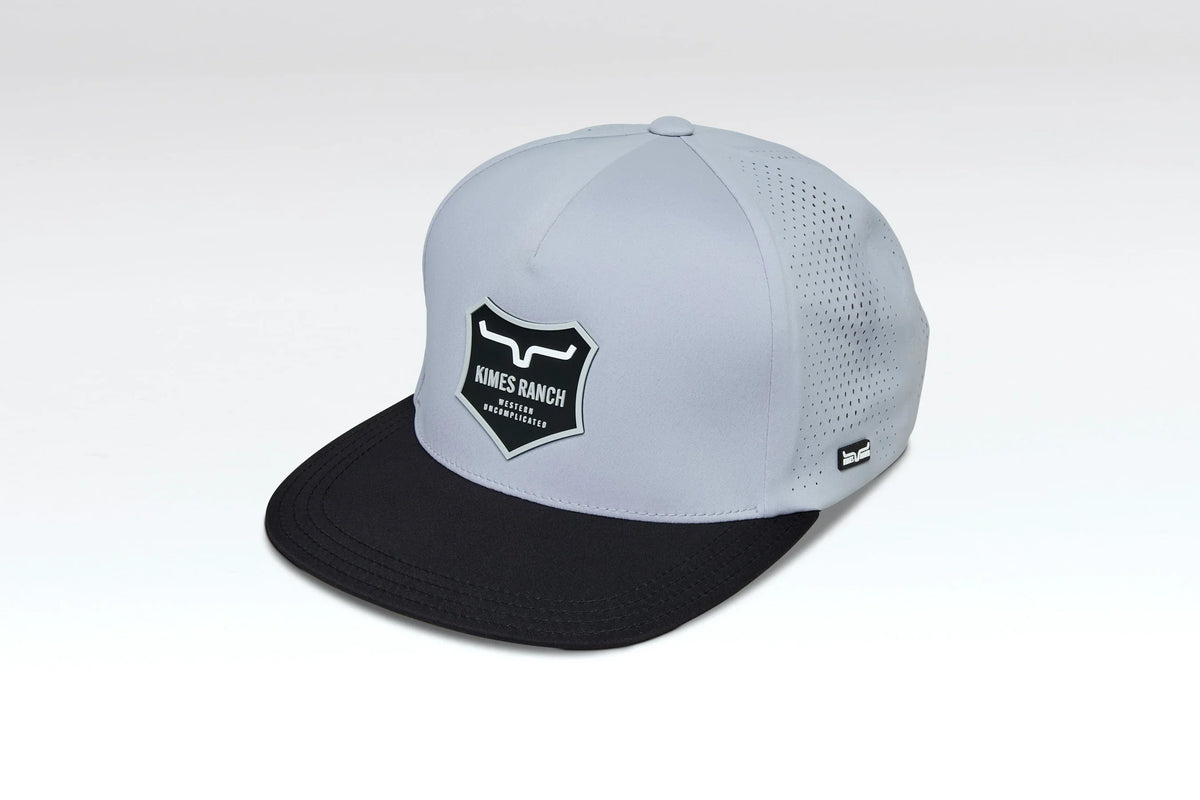 Kimes Ranch Vista hat in Grey with a black brim and the Kimes Ranch logo on the front
