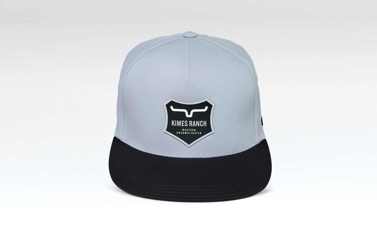 Kimes Ranch Vista hat in Grey with a black brim and the Kimes Ranch logo on the front