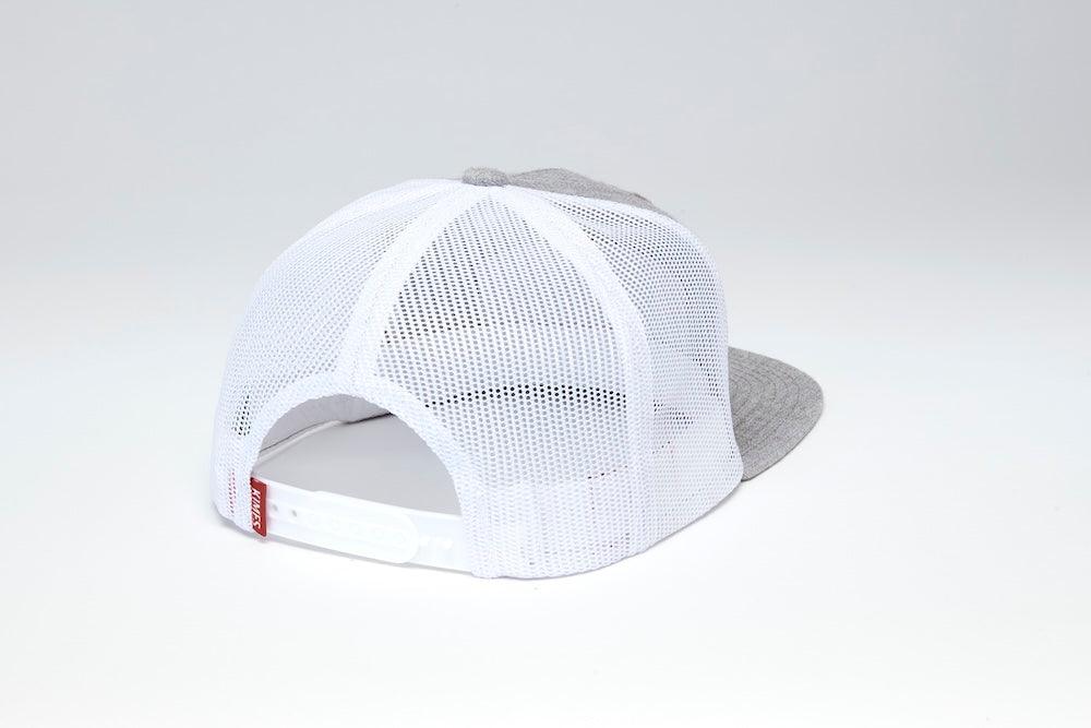Kimes Ranch Craftsman, back view, hat with white mesh back and Grey Heather brim