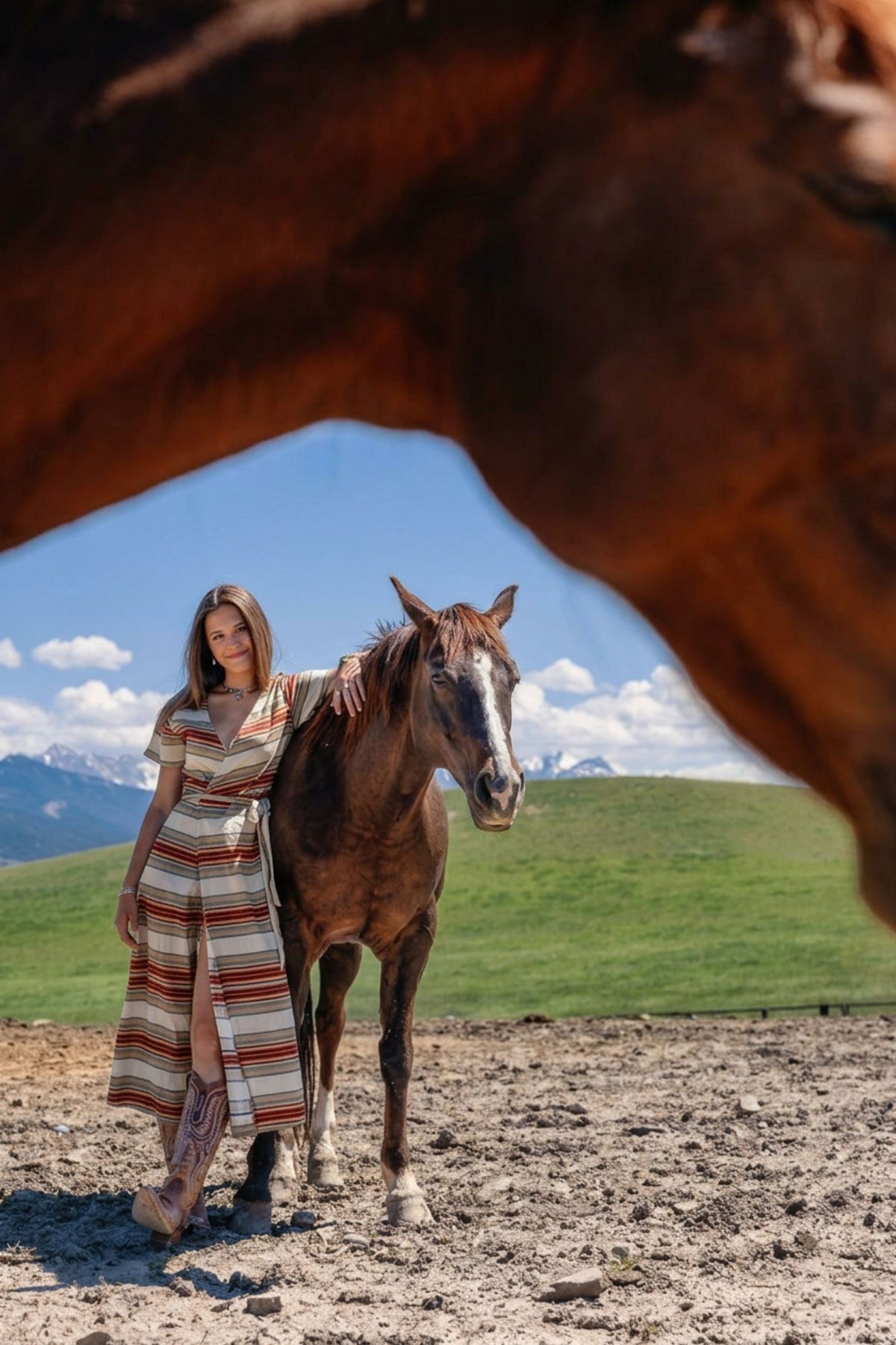 Kimes Ranch Celeste dress in Natural with short sleeves and a wrap front