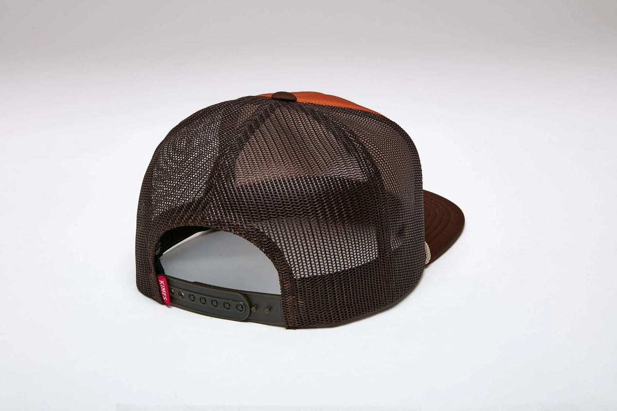 Kimes Ranch Winning Ride, back view, hat with Burnt Orange mesh back and adjustable strap