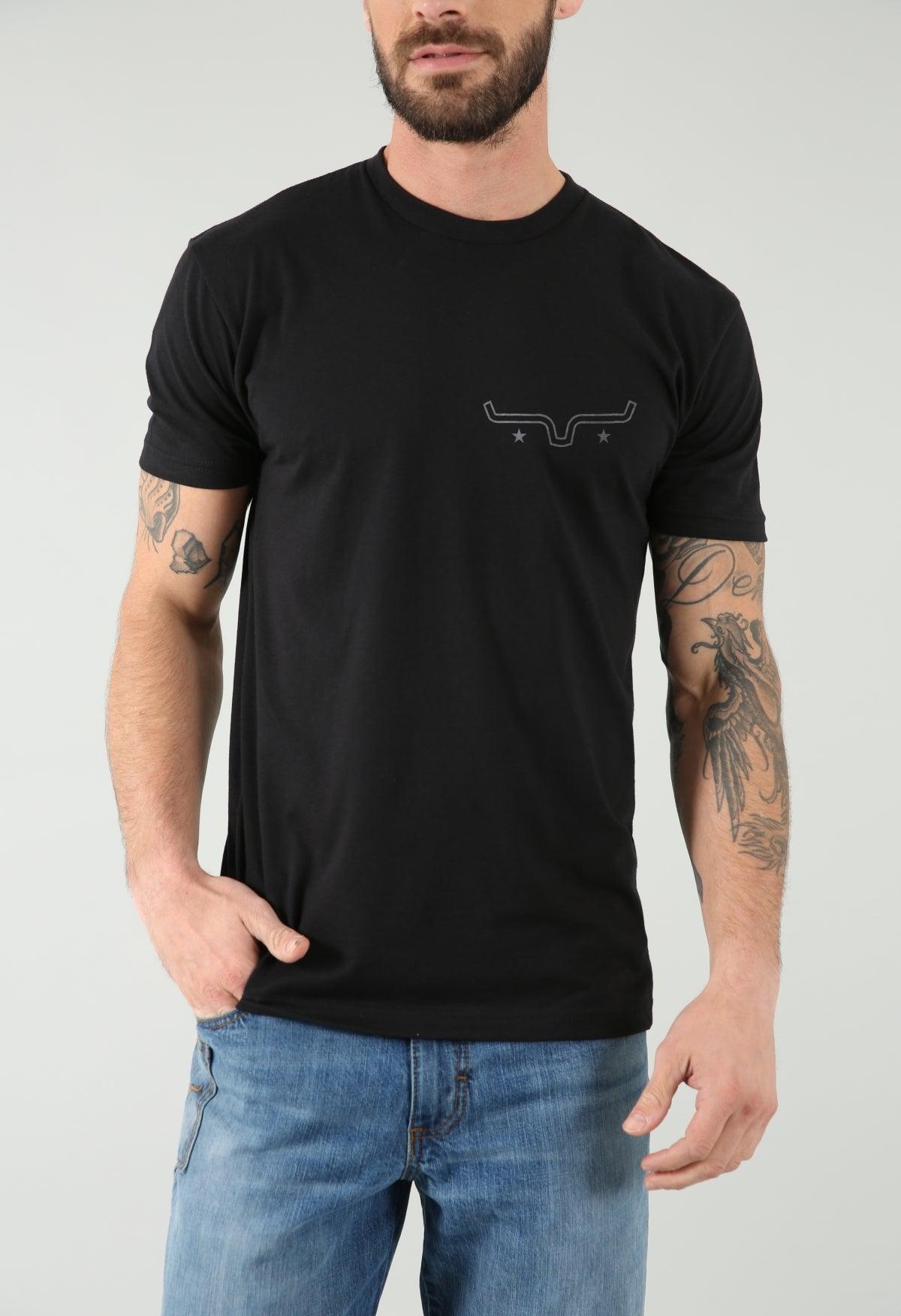 Kimes Ranch American Bullseye Shirt in Black with a stylized steer logo on the chest