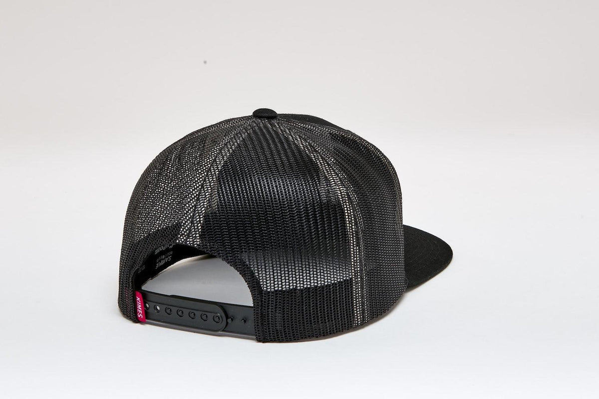 Kimes Ranch ATG Hat in Black, back view, with mesh back and adjustable strap