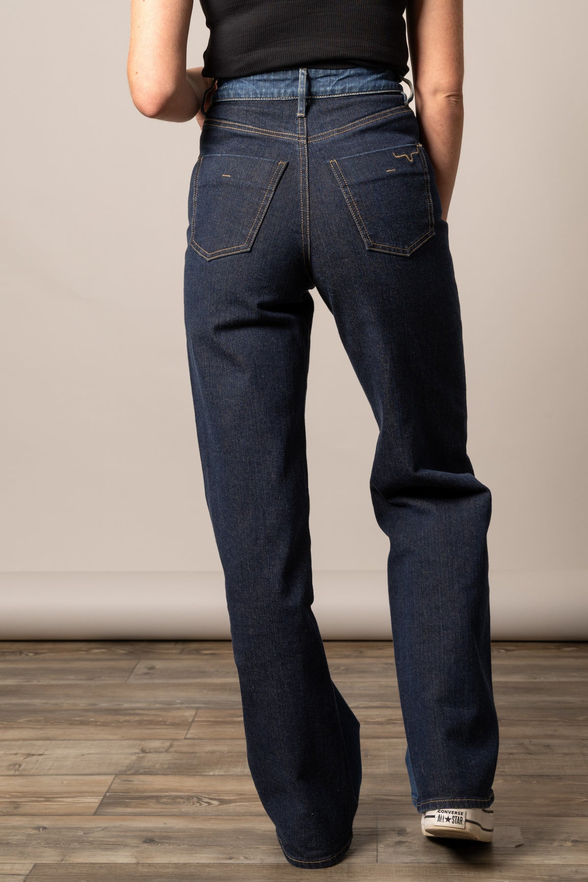 Kimes Ranch Camila denim jeans in indigo blue, back view