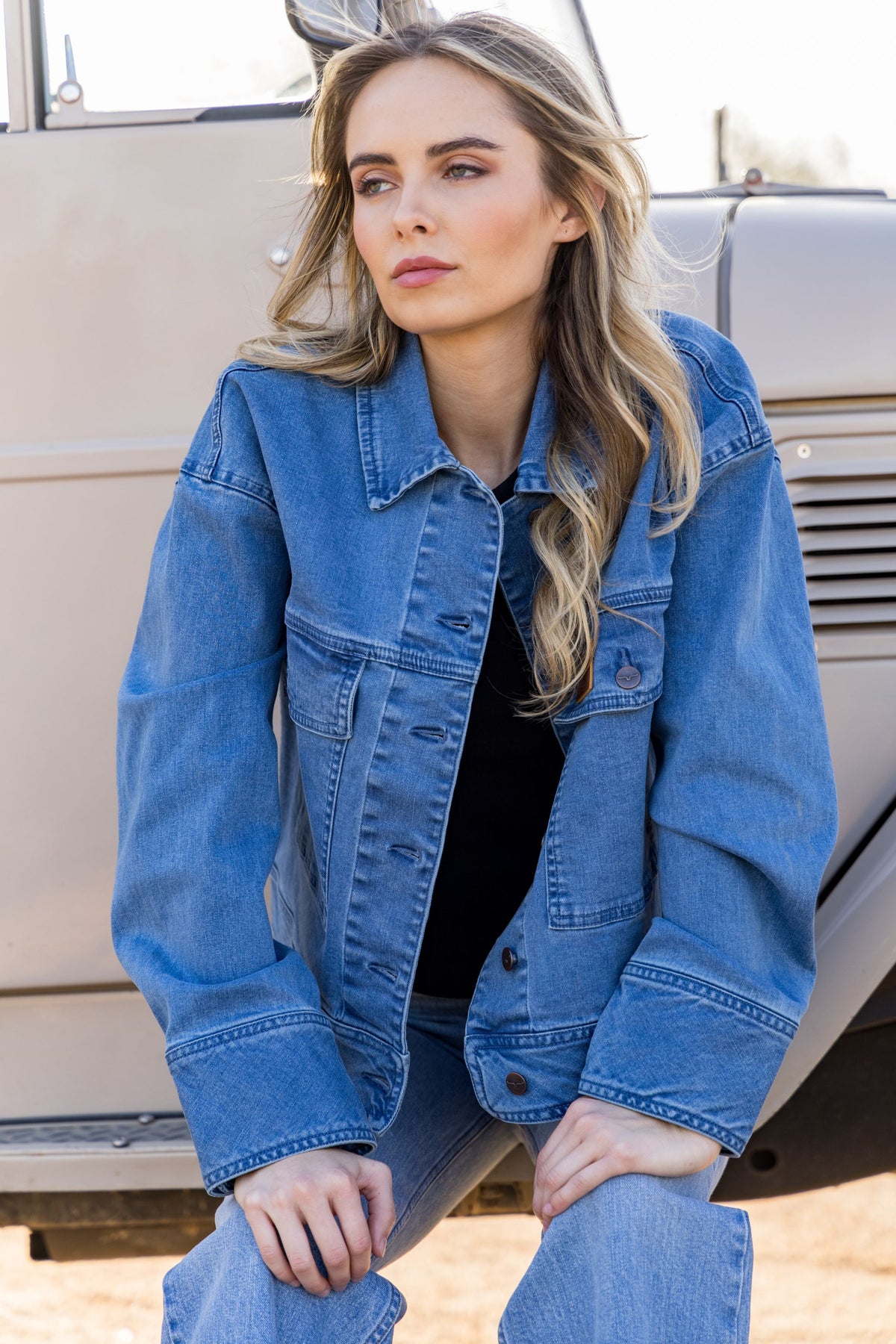 Kimes Ranch Joey jacket in Antique Wash with a classic collar and button front closure