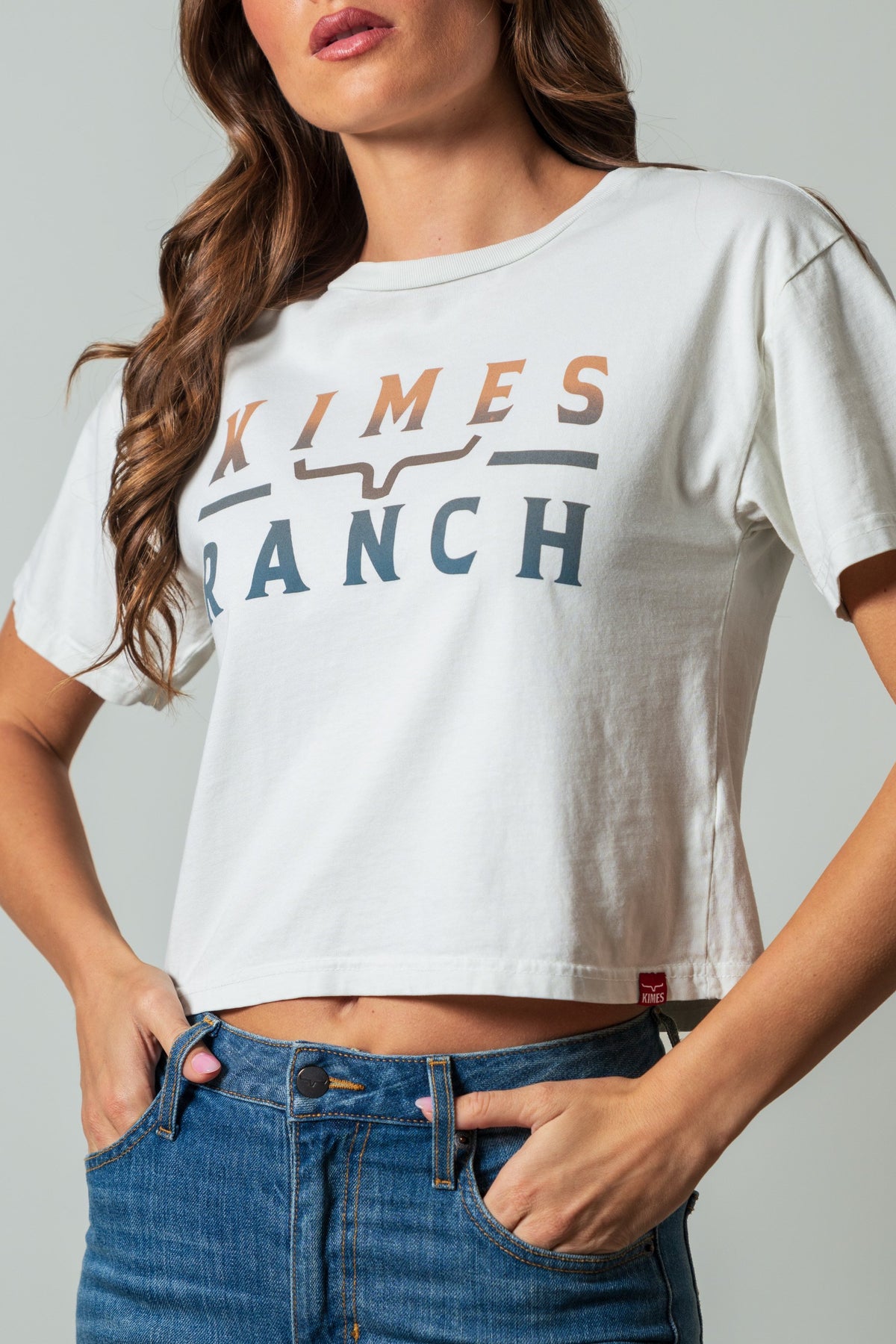 Kimes Ranch Faded Brand crewneck shirt in Natural with logo graphic