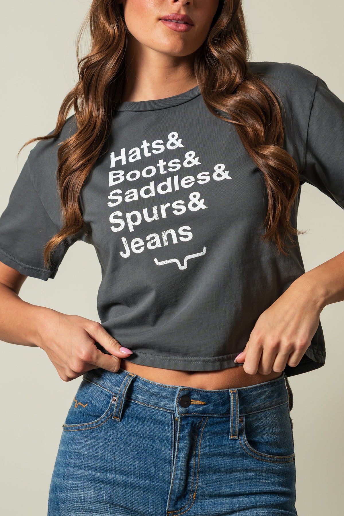 Kimes Ranch Hats & Boots short sleeve shirt in Pepper with white lettering and logo