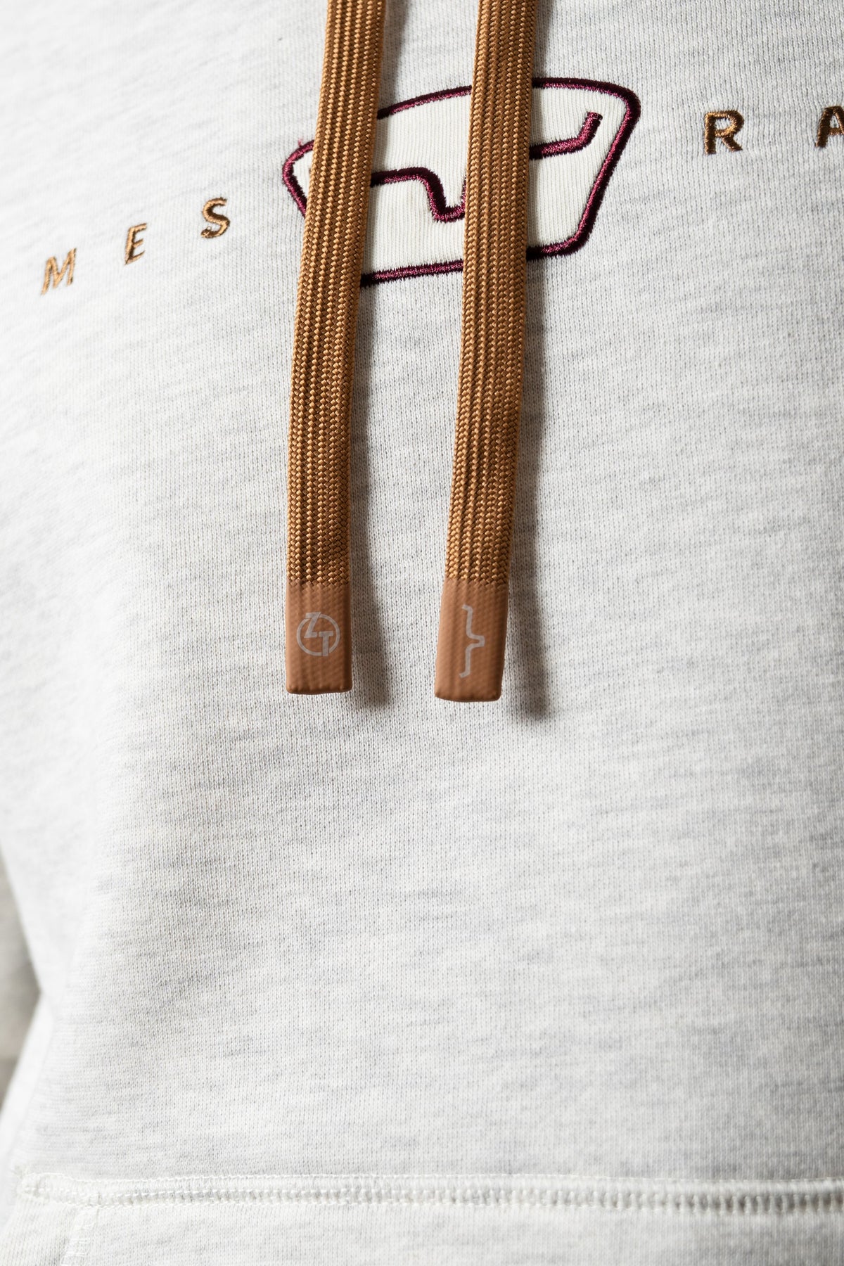 Kimes Ranch ZT Back Then hoodie in oatmeal heather featuring embroidered Kimes Ranch logo with brown drawstrings