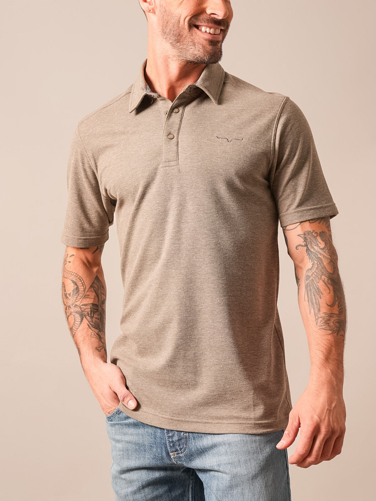 Kingsley-Army-Heather-Polo-Mens-1