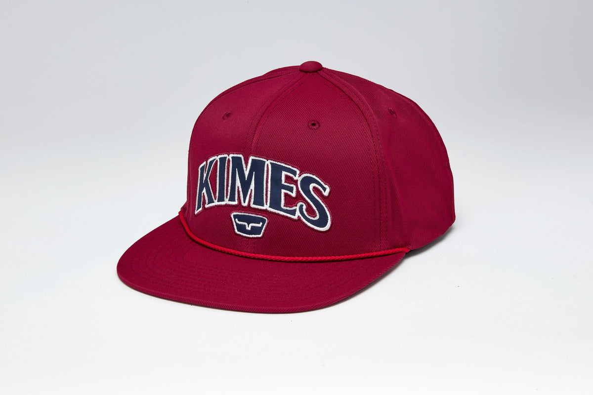 Kimes Ranch Kubo hat in Burgundy with Kimes Ranch logo and KIMES text on front