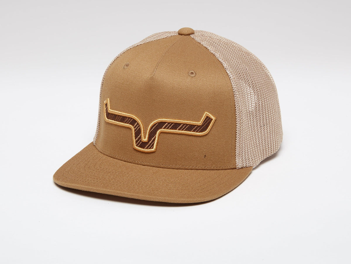 Kimes Ranch Nite Train 110 Hat in Work Wear Brown, side view, with mesh back and embroidered logo