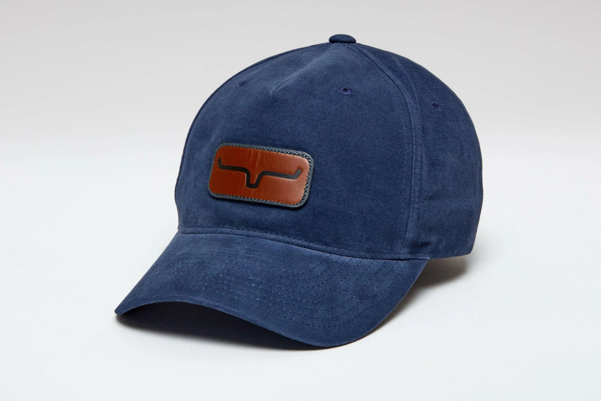 Kimes Ranch Vanguard Hat in Carbon Blue with a logo patch on the front