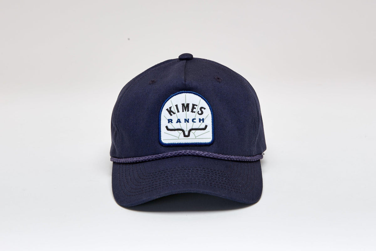 Kimes Ranch Mulligans Hat in Navy with a front embroidered logo and braided trim