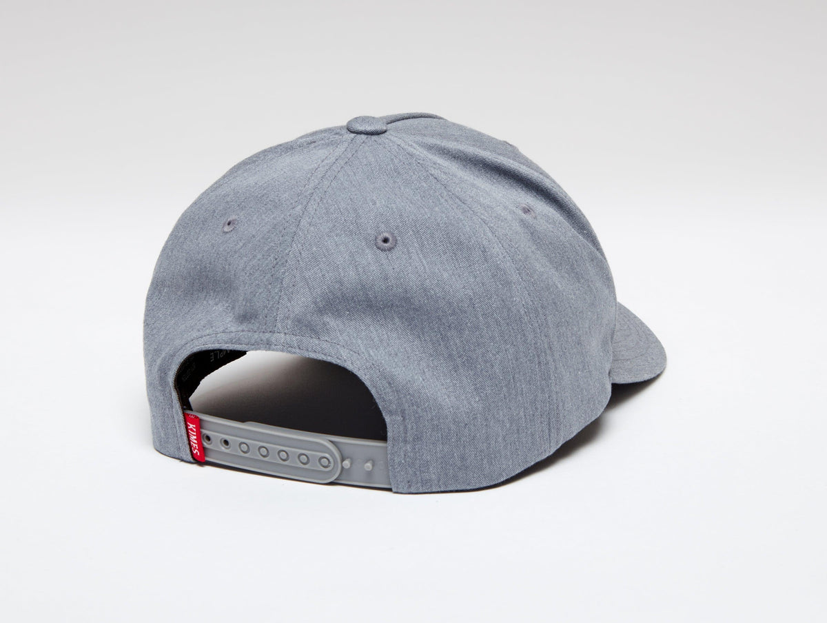 Kimes Ranch Fender Hat, back view, in grey with the adjustable strap closure