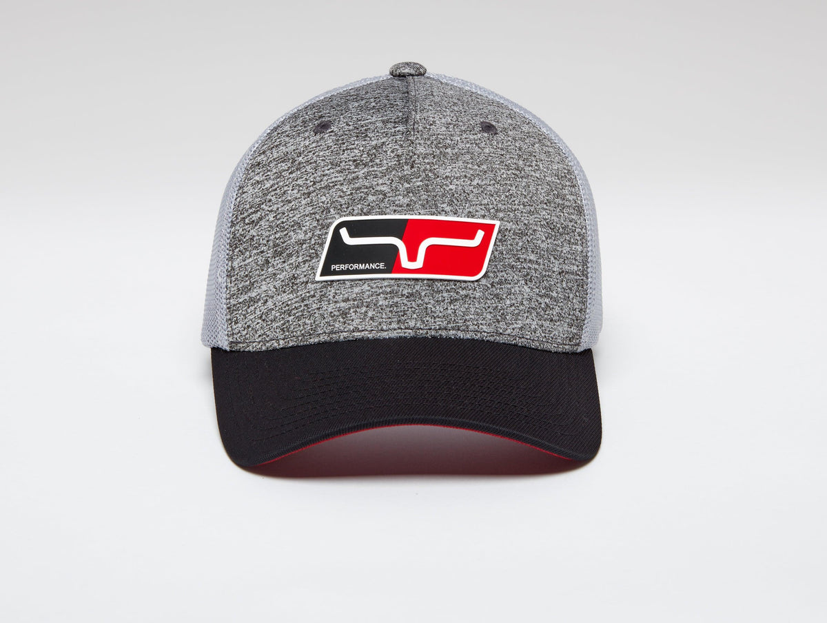 Kimes Ranch Tech Division 110 Hat in heather grey with black brim and red Performance logo